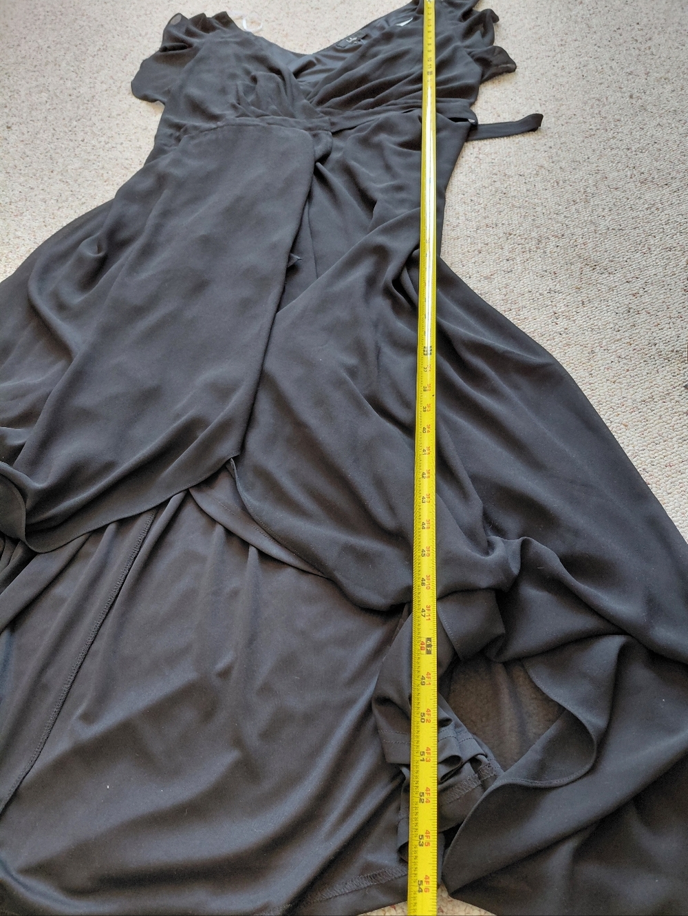 Lulu's Black V-Neck Ruffle Wrap High-Low Maxi Dress - Picture 8 of 9